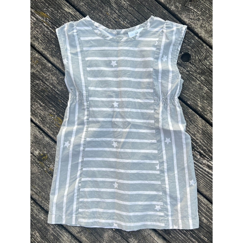 Hanna‎ Andersson Play Happy Dress Kids 100 4T Grey White Star Stripe